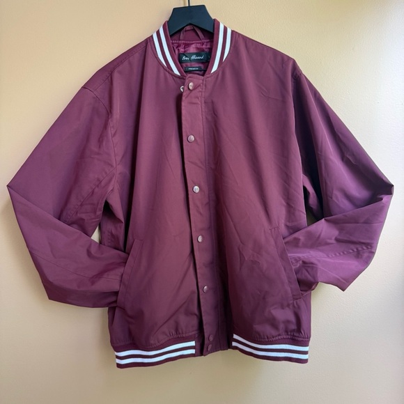 Ever Forward Burgundy Varsity Bomber Jacket with Ribbed Collar Premium Size L - Picture 6 of 9